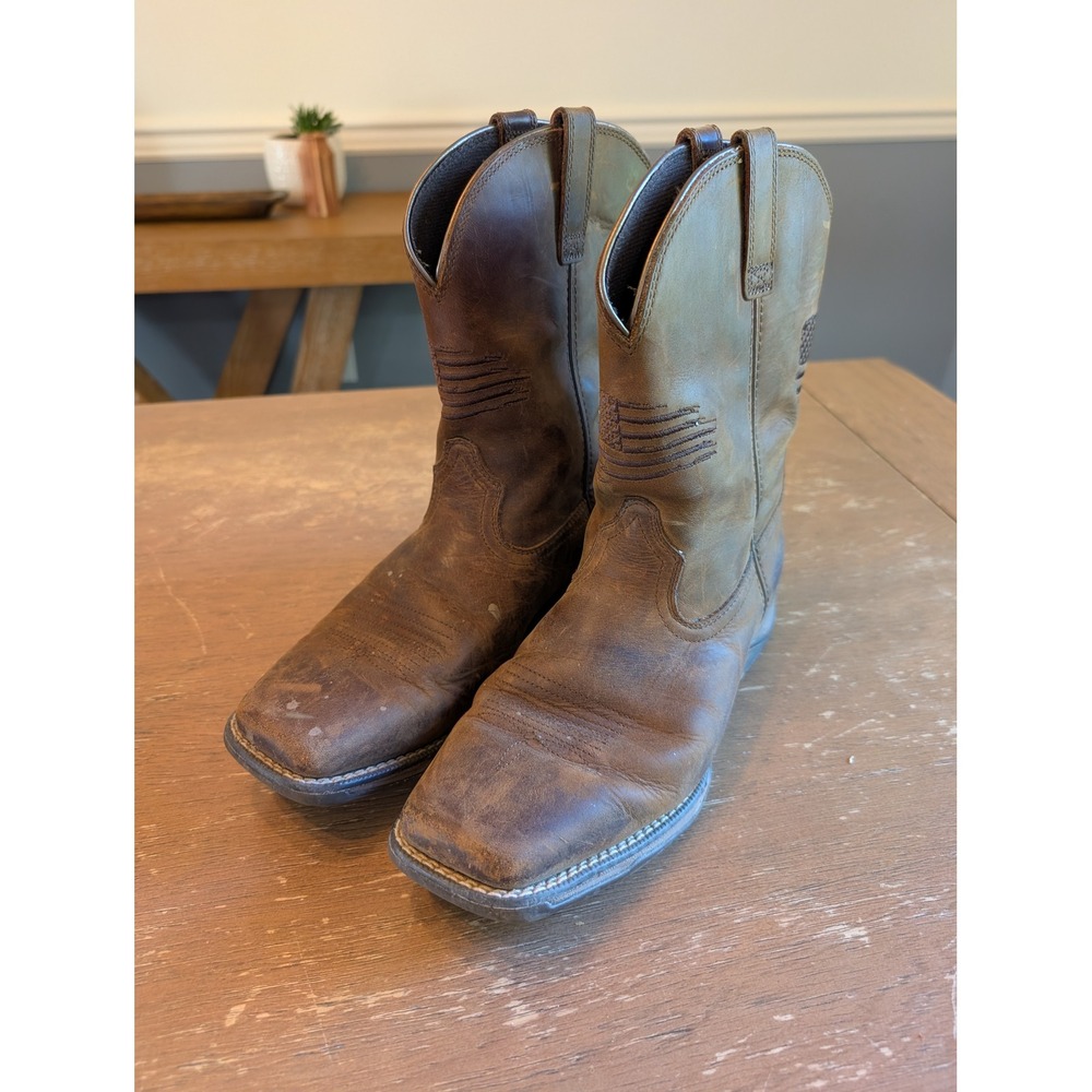 Ariat Heritage Sport Western Brown Leather Flag Boots Womens Size 6 patriotic